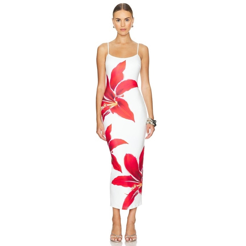 NWT Runaway The Label Deia Midi Dress Womens XS Crimson Lily Bodycon Euro Summer